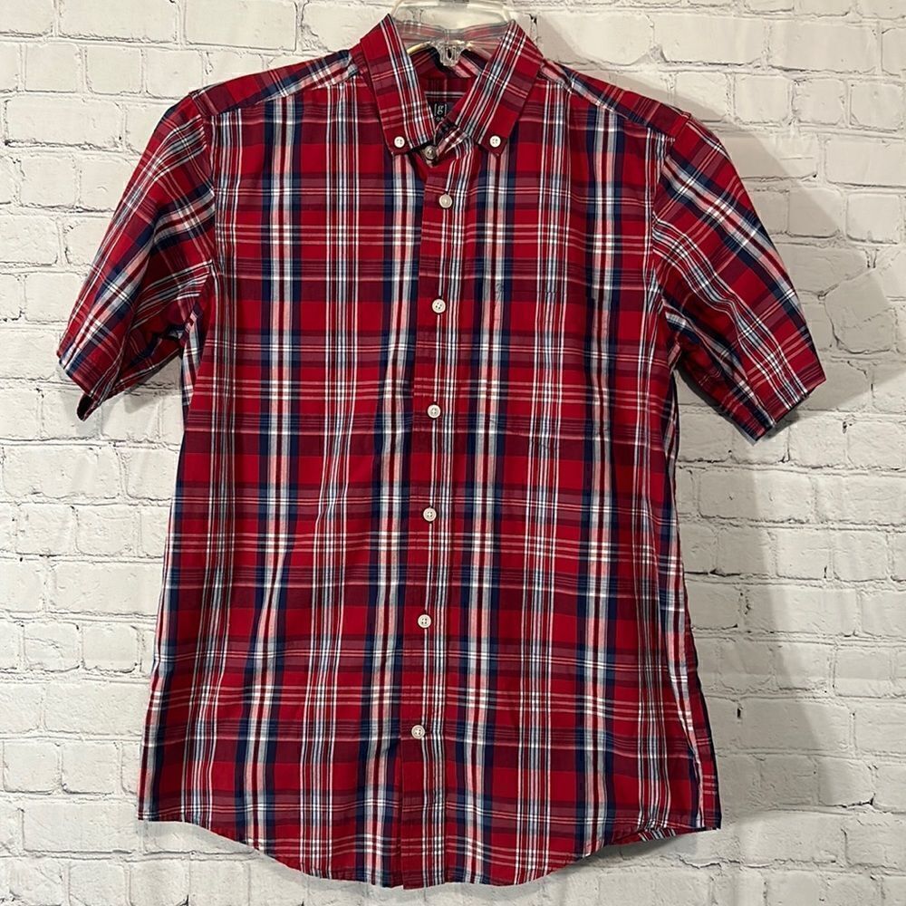 George Plaid Mens Red Short Sleeve Top Size Small 34-36